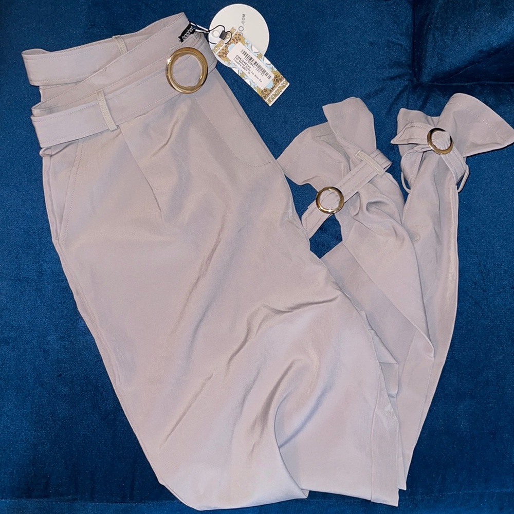 Tall belted ankle toe trousers